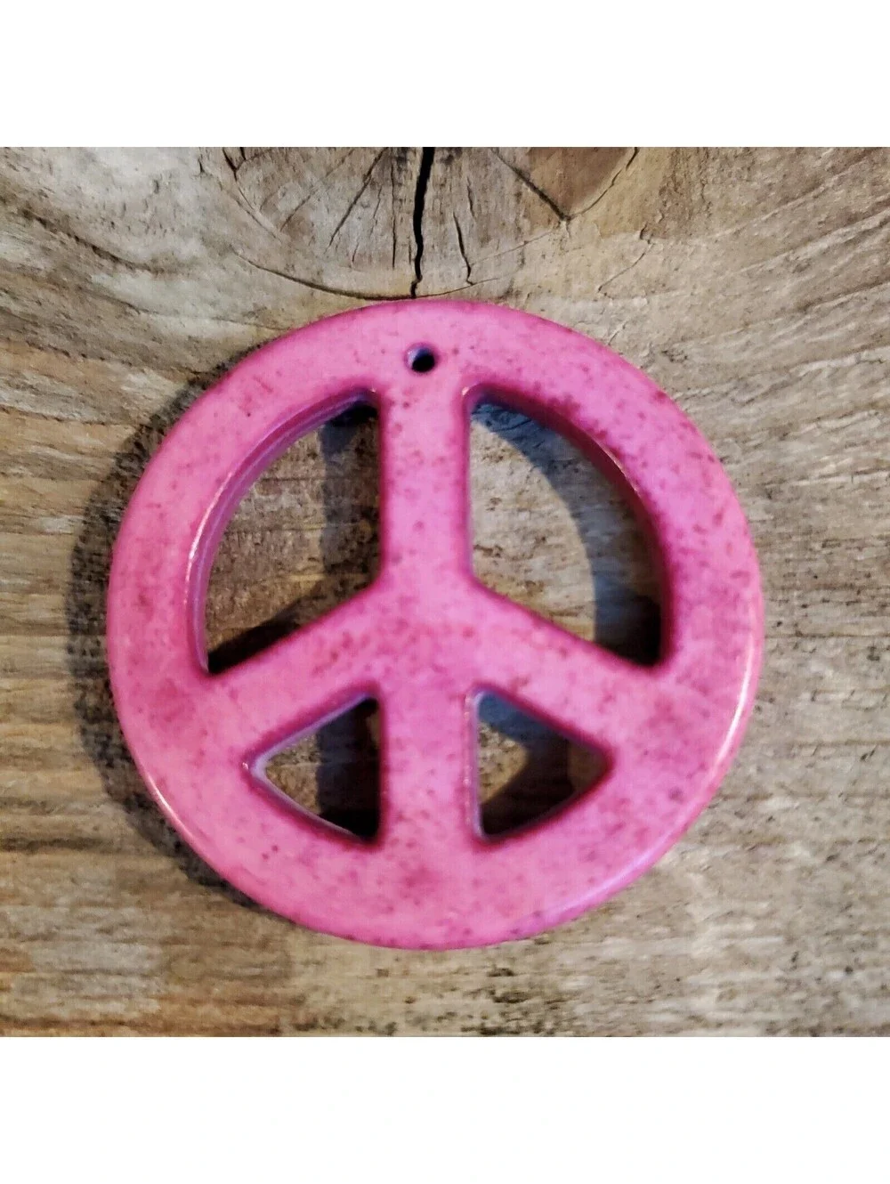 Peace Sign Pendant Pink Magnesite Stone with Matrix
